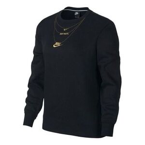 NIKE SPORTSWEAR GLAM GOLD CHAIN NECKLACE DUNK CREW SWEATSHIRT NWT szS